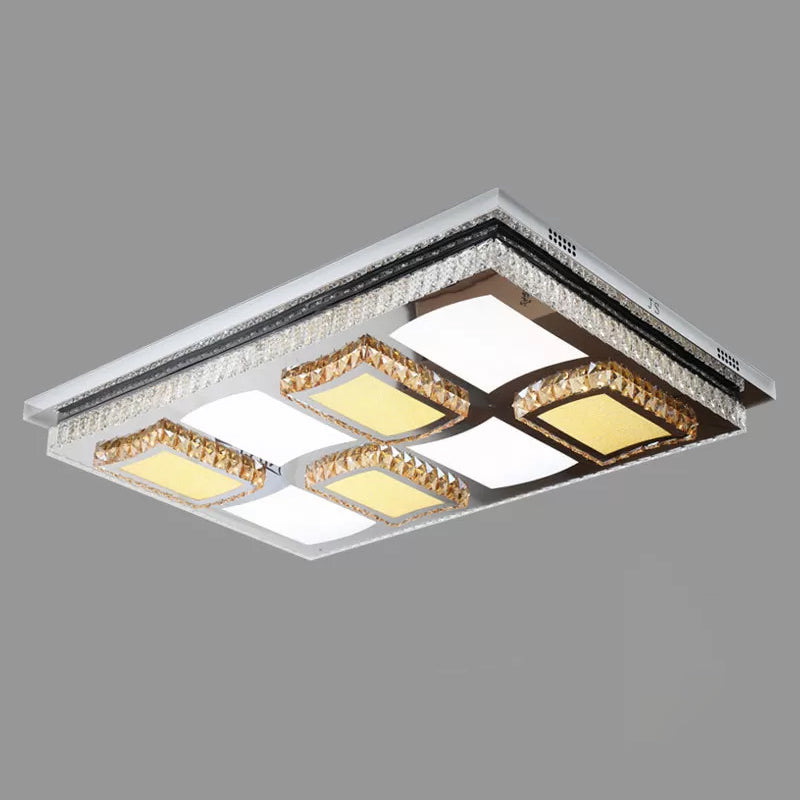 Rectangle Flush Mount Light Simple Clear Crystal Living Room LED Ceiling Lighting with Block Design Clearhalo 'Ceiling Lights' 'Close To Ceiling Lights' 'Close to ceiling' 'Flush mount' Lighting' 2024948