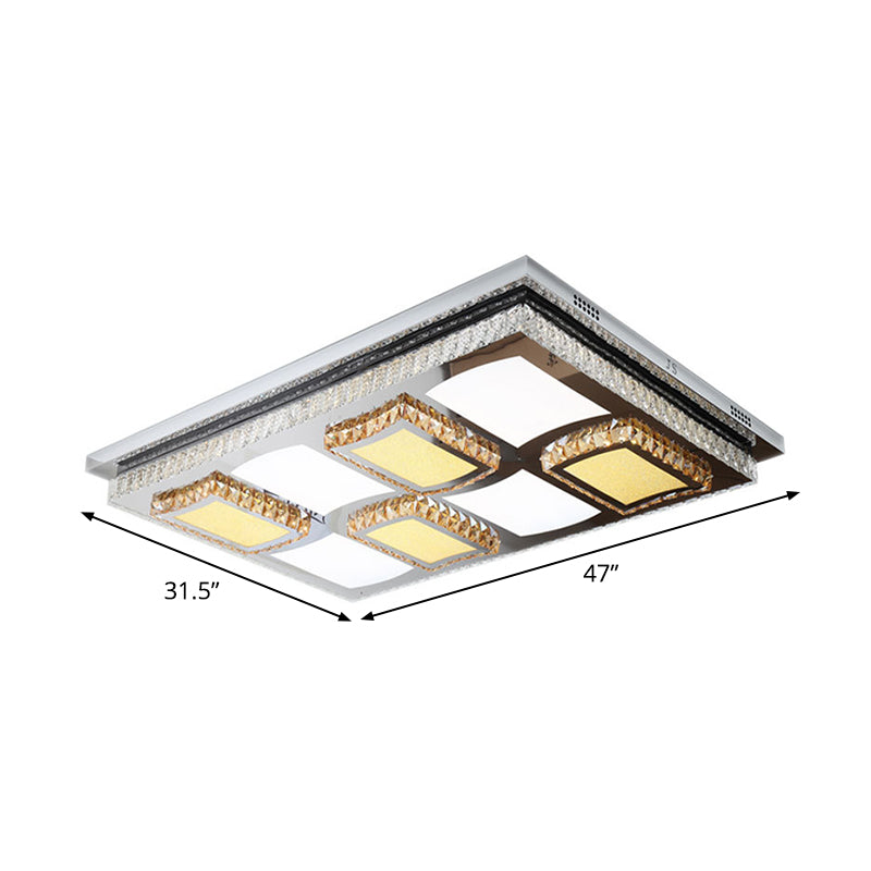 Rectangle Flush Mount Light Simple Clear Crystal Living Room LED Ceiling Lighting with Block Design Clearhalo 'Ceiling Lights' 'Close To Ceiling Lights' 'Close to ceiling' 'Flush mount' Lighting' 2024949