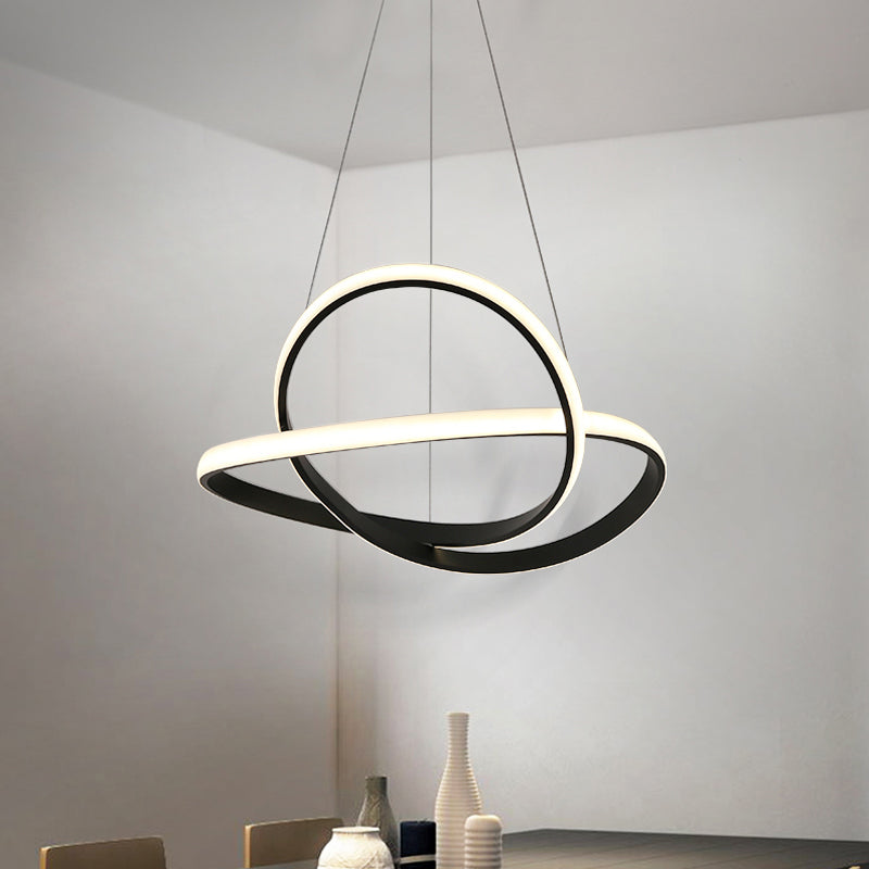 Seamless Curves Ceiling Light Minimal LED White/Black Chandelier Pendant in Warm/White Light Black Clearhalo 'Ceiling Lights' 'Chandeliers' 'Modern Chandeliers' 'Modern' Lighting' 202496