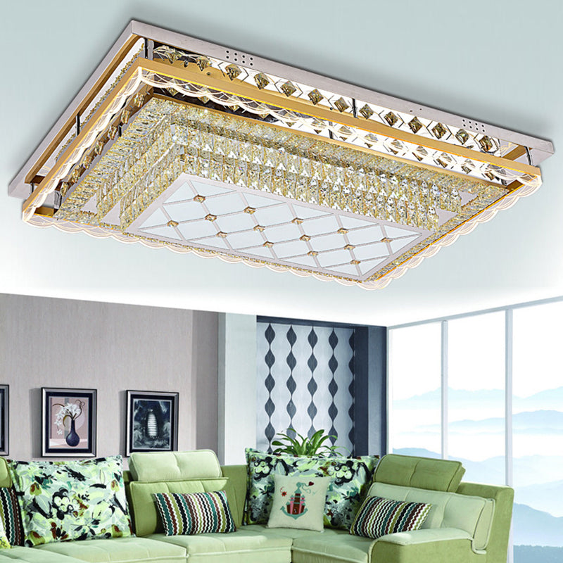 Clear Crystal Rectangle Flush Light Contemporary LED Ceiling Lighting for Living Room Clearhalo 'Ceiling Lights' 'Close To Ceiling Lights' 'Close to ceiling' 'Flush mount' Lighting' 2024967