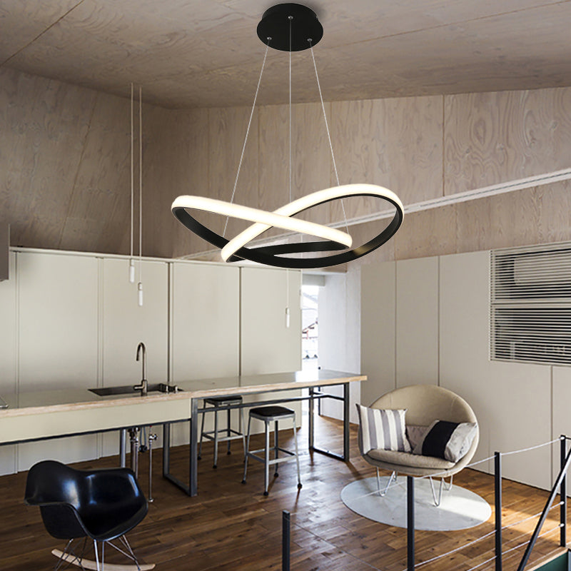 Seamless Curves Ceiling Light Minimal LED White/Black Chandelier Pendant in Warm/White Light Clearhalo 'Ceiling Lights' 'Chandeliers' 'Modern Chandeliers' 'Modern' Lighting' 202497