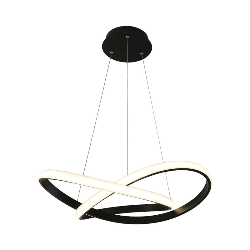 Seamless Curves Ceiling Light Minimal LED White/Black Chandelier Pendant in Warm/White Light Clearhalo 'Ceiling Lights' 'Chandeliers' 'Modern Chandeliers' 'Modern' Lighting' 202498