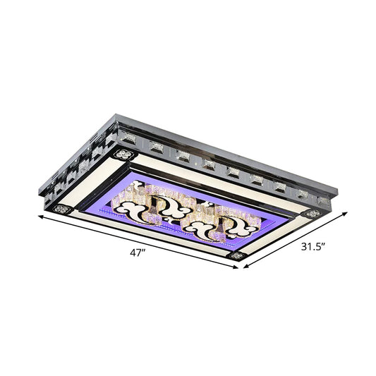 Rectangle Crystal Flush Ceiling Light Fixture Simple LED Purple Flush Mount Lighting for Living Room Clearhalo 'Ceiling Lights' 'Close To Ceiling Lights' 'Close to ceiling' 'Flush mount' Lighting' 2025010