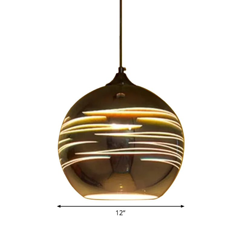 Textured Glass Global Drop Lamp Contemporary 1 Head Pendant Lighting Fixture in Gold Clearhalo 'Ceiling Lights' 'Glass shade' 'Glass' 'Modern Pendants' 'Modern' 'Pendant Lights' 'Pendants' Lighting' 2025103