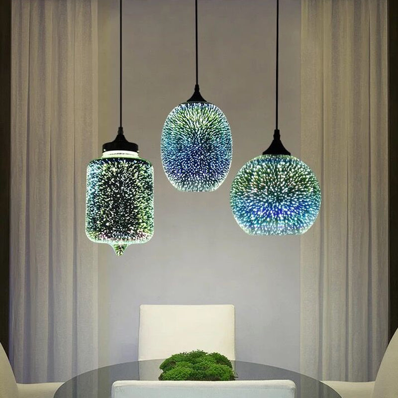 Geometry Dining Room Pendant Lamp 3D Firework Glass 1 Bulb Modern Hanging Light Fixture Clearhalo 'Ceiling Lights' 'Glass shade' 'Glass' 'Modern Pendants' 'Modern' 'Pendant Lights' 'Pendants' Lighting' 2025105