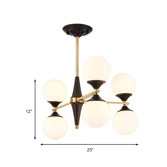 Global Chandelier Pendant Modernist White Glass 6/8/10 Lights Black Led Hanging Lamp for Dining Room Clearhalo 'Ceiling Lights' 'Chandeliers' 'Glass shade' 'Glass' 'Modern Chandeliers' 'Modern' Lighting' 202510