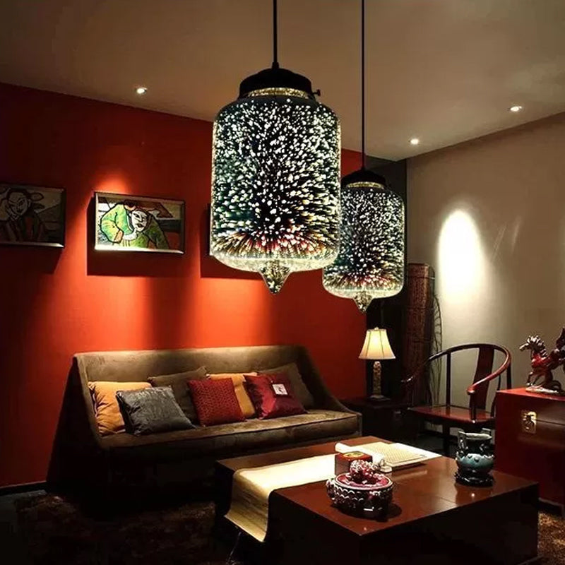 3D Glass Geometry Drop Pendant Modernist 1-Light Pendulum Light for Living Room Multi-Color A Clearhalo 'Ceiling Lights' 'Glass shade' 'Glass' 'Modern Pendants' 'Modern' 'Pendant Lights' 'Pendants' Lighting' 2025119