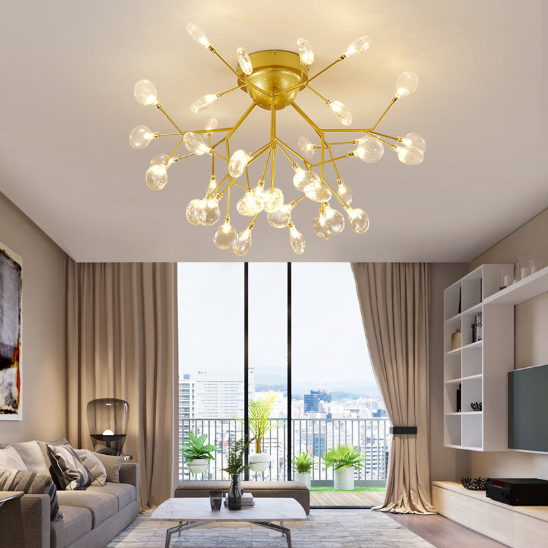 Nordic Heracleum Flush Light Fixture Metal Living Room LED Ceiling Flush Mount in Brass Clearhalo 'Ceiling Lights' 'Close To Ceiling Lights' 'Close to ceiling' 'Flush mount' Lighting' 2025291