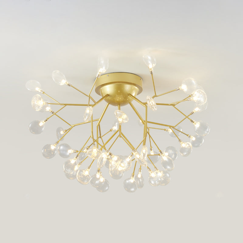 Nordic Heracleum Flush Light Fixture Metal Living Room LED Ceiling Flush Mount in Brass Clearhalo 'Ceiling Lights' 'Close To Ceiling Lights' 'Close to ceiling' 'Flush mount' Lighting' 2025294