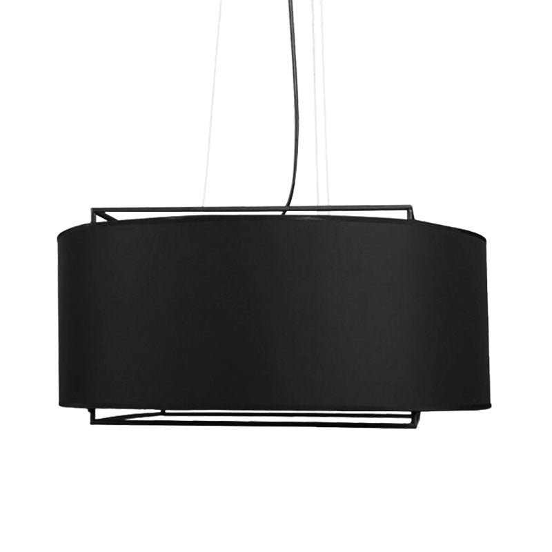 Modern Drum Pendant Light Fixture Fabric LED Hanging Ceiling Light in White/Black Clearhalo 'Ceiling Lights' 'Modern Pendants' 'Modern' 'Pendant Lights' 'Pendants' Lighting' 202535