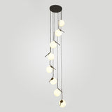 Minimalist Sphere Multi Light Pendant Opal Glass Living Room Suspension Lamp with Metal Arm 8 Black Clearhalo 'Ceiling Lights' 'Modern Pendants' 'Modern' 'Pendant Lights' 'Pendants' Lighting' 2025361