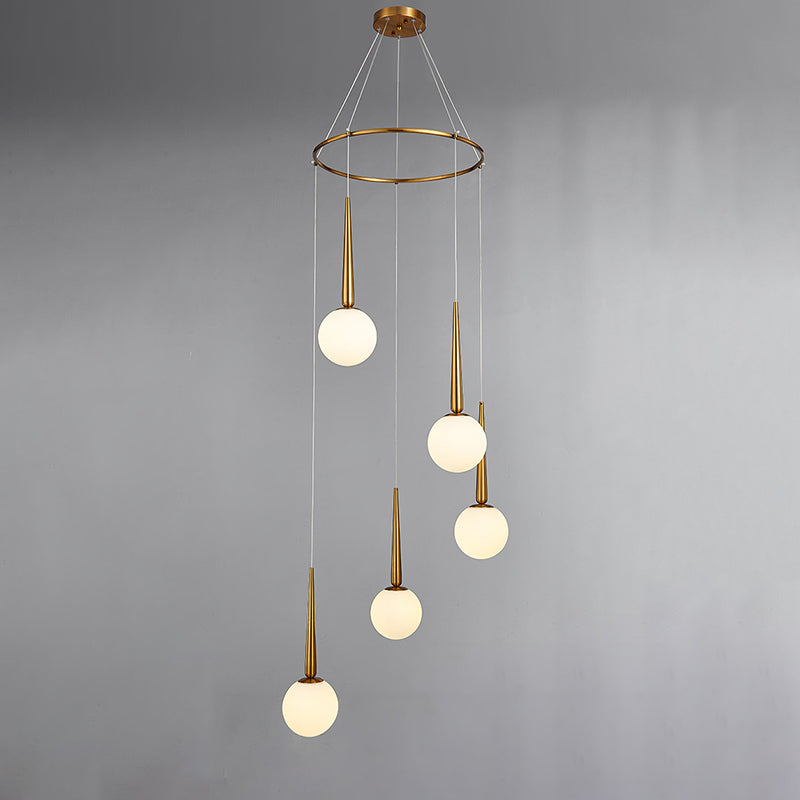 Milky Glass Ball Cluster Pendant Modern Style Hanging Light Fixture with Metal Ring Top Clearhalo 'Ceiling Lights' 'Modern Pendants' 'Modern' 'Pendant Lights' 'Pendants' Lighting' 2025367