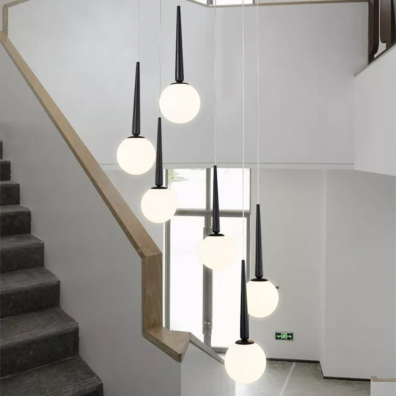 Milky Glass Ball Cluster Pendant Modern Style Hanging Light Fixture with Metal Ring Top Clearhalo 'Ceiling Lights' 'Modern Pendants' 'Modern' 'Pendant Lights' 'Pendants' Lighting' 2025373
