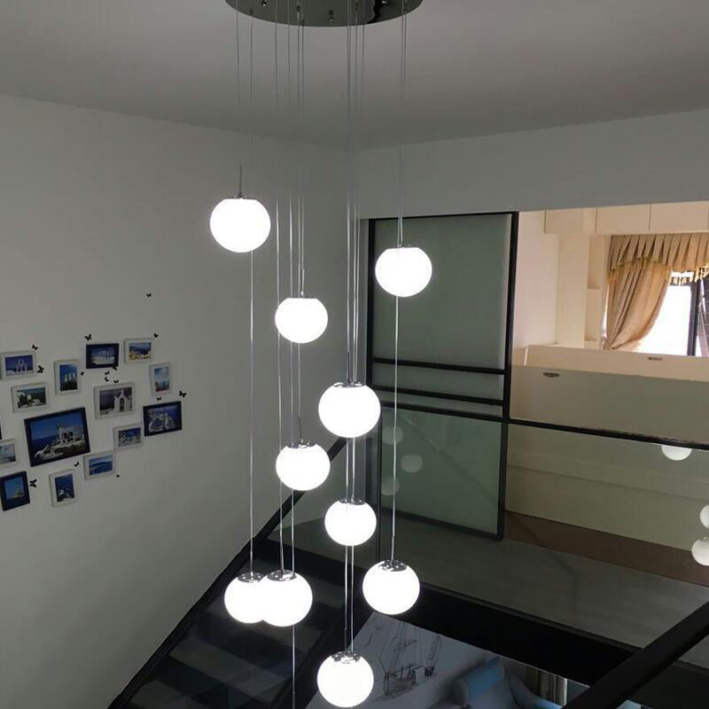 Sphere Living Room Multi Ceiling Light Opal Glass Contemporary Pendant Lighting Fixture in Silver 10 Silver Clearhalo 'Ceiling Lights' 'Glass shade' 'Glass' 'Modern Pendants' 'Modern' 'Pendant Lights' 'Pendants' Lighting' 2025377