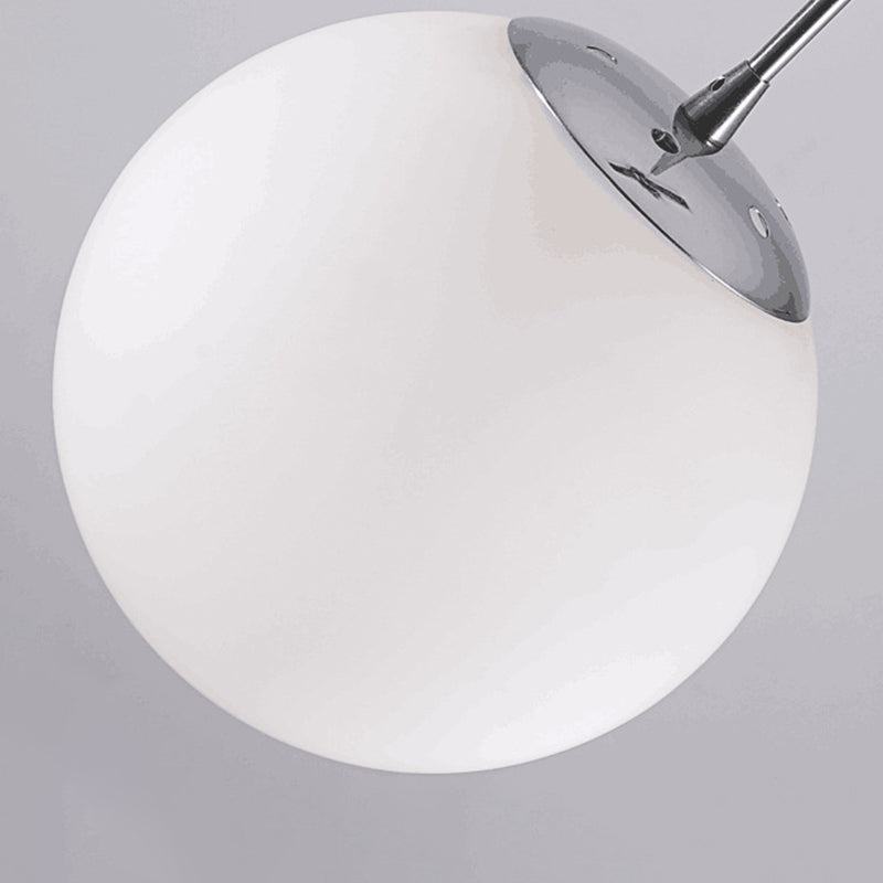 Sphere Living Room Multi Ceiling Light Opal Glass Contemporary Pendant Lighting Fixture in Silver Clearhalo 'Ceiling Lights' 'Glass shade' 'Glass' 'Modern Pendants' 'Modern' 'Pendant Lights' 'Pendants' Lighting' 2025381