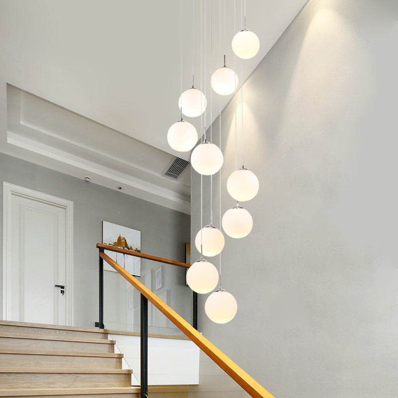 Orb Cream Glass Multi Light Pendant Modernist White Ceiling Suspension Lamp for Living Room 10 Cream Clearhalo 'Ceiling Lights' 'Modern Pendants' 'Modern' 'Pendant Lights' 'Pendants' Lighting' 2025386