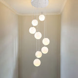 Orb Cream Glass Multi Light Pendant Modernist White Ceiling Suspension Lamp for Living Room 8 Cream Clearhalo 'Ceiling Lights' 'Modern Pendants' 'Modern' 'Pendant Lights' 'Pendants' Lighting' 2025389