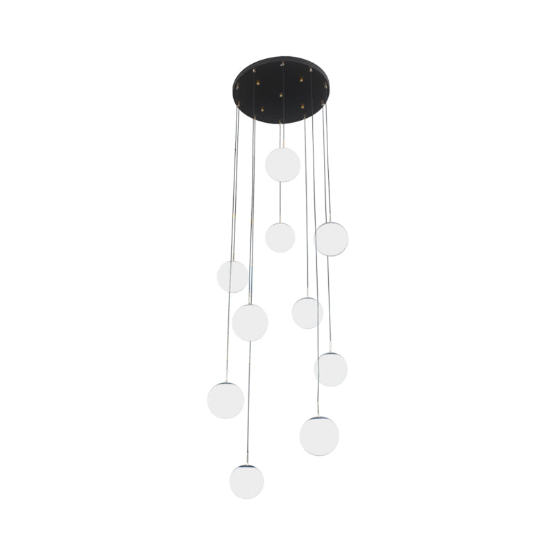 Ball Multi Pendant Light Modernist Cream Glass 10 Heads Black Suspension Lamp for Living Room Clearhalo 'Ceiling Lights' 'Modern Pendants' 'Modern' 'Pendant Lights' 'Pendants' Lighting' 2025411
