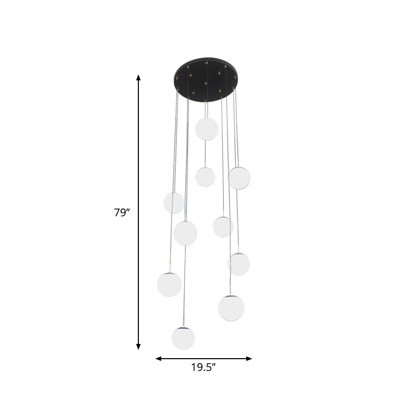 Ball Multi Pendant Light Modernist Cream Glass 10 Heads Black Suspension Lamp for Living Room Clearhalo 'Ceiling Lights' 'Modern Pendants' 'Modern' 'Pendant Lights' 'Pendants' Lighting' 2025412