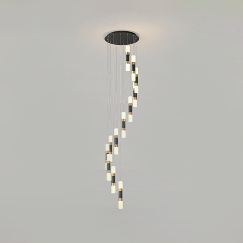 Metal Tubular Multi Pendant Contemporary 12-Head Hanging Light Fixture with Spiral Design in Black and White Clearhalo 'Ceiling Lights' 'Modern Pendants' 'Modern' 'Pendant Lights' 'Pendants' Lighting' 2025462