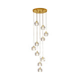 Ball Clear Glass Multi Pendant Modern Style Gold Pendulum Light with Spiral Design for Stairs Clearhalo 'Ceiling Lights' 'Modern Pendants' 'Modern' 'Pendant Lights' 'Pendants' Lighting' 2025482