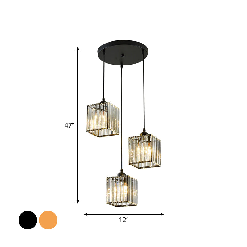 Beveled Crystal Cubic Cluster Pendant Contemporary Suspension Light Fixture with Swirl Design Clearhalo 'Ceiling Lights' 'Modern Pendants' 'Modern' 'Pendant Lights' 'Pendants' Lighting' 2025511