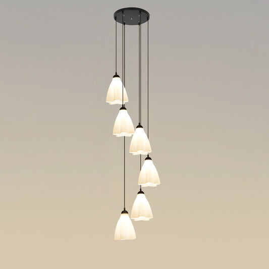 White Glass Ruffled Cluster Pendant Simplicity Black Drop Pendant with Swirl Design Clearhalo 'Ceiling Lights' 'Modern Pendants' 'Modern' 'Pendant Lights' 'Pendants' Lighting' 2025606