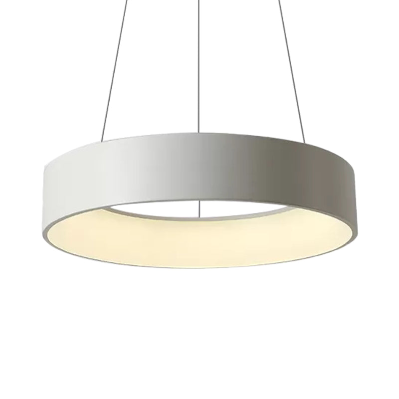 18"/23.5"/31.5" Dia Ring Ceiling Light Minimalist Metal White/Gray/Black Integrated LED Pendant Light Fixture for Dining Room Clearhalo 'Ceiling Lights' 'Modern Pendants' 'Modern' 'Pendant Lights' 'Pendants' Lighting' 202566