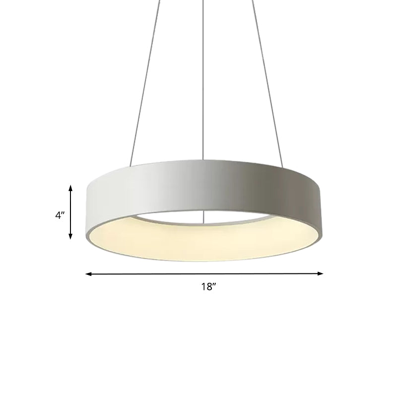 18"/23.5"/31.5" Dia Ring Ceiling Light Minimalist Metal White/Gray/Black Integrated LED Pendant Light Fixture for Dining Room Clearhalo 'Ceiling Lights' 'Modern Pendants' 'Modern' 'Pendant Lights' 'Pendants' Lighting' 202567