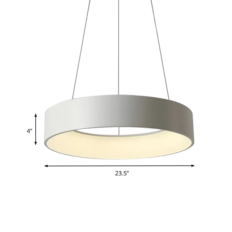 18"/23.5"/31.5" Dia Ring Ceiling Light Minimalist Metal White/Gray/Black Integrated LED Pendant Light Fixture for Dining Room Clearhalo 'Ceiling Lights' 'Modern Pendants' 'Modern' 'Pendant Lights' 'Pendants' Lighting' 202568