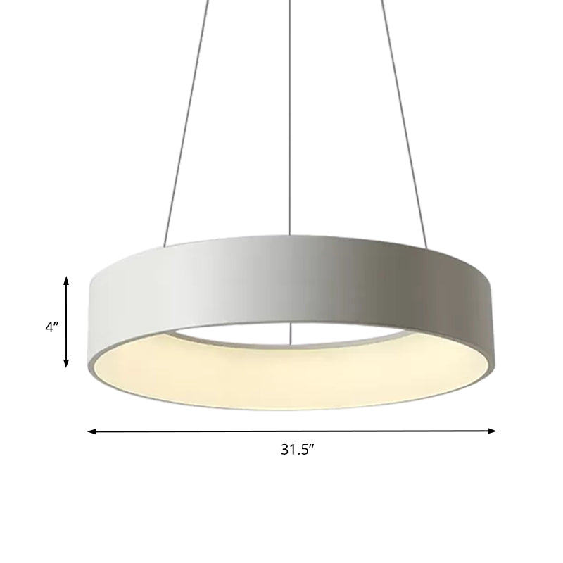 18"/23.5"/31.5" Dia Ring Ceiling Light Minimalist Metal White/Gray/Black Integrated LED Pendant Light Fixture for Dining Room Clearhalo 'Ceiling Lights' 'Modern Pendants' 'Modern' 'Pendant Lights' 'Pendants' Lighting' 202569