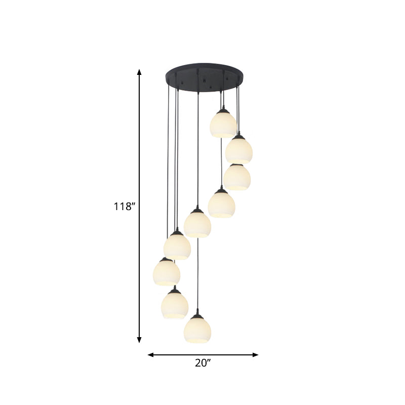 Milky Glass Global Spiral Multi Pendant Simple Hanging Ceiling Light in ...