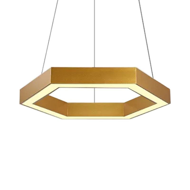 Hexagon Metal Suspension Lamp Modern 16"/23.5" Wide Led Gold Hanging Ceiling Pendant Light for Living Room, A/B Clearhalo 'Ceiling Lights' 'Modern Pendants' 'Modern' 'Pendant Lights' 'Pendants' Lighting' 202576