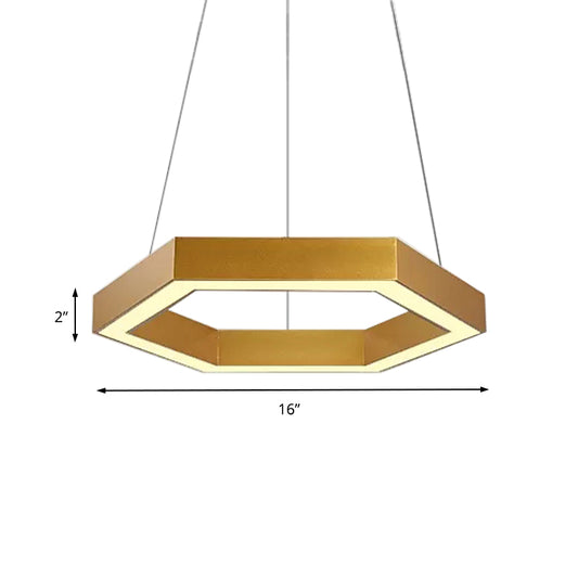 Hexagon Metal Suspension Lamp Modern 16"/23.5" Wide Led Gold Hanging Ceiling Pendant Light for Living Room, A/B Clearhalo 'Ceiling Lights' 'Modern Pendants' 'Modern' 'Pendant Lights' 'Pendants' Lighting' 202577