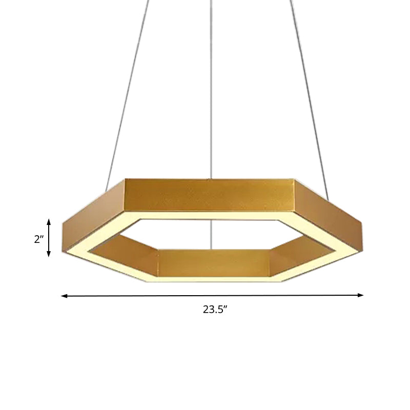 Hexagon Metal Suspension Lamp Modern 16"/23.5" Wide Led Gold Hanging Ceiling Pendant Light for Living Room, A/B Clearhalo 'Ceiling Lights' 'Modern Pendants' 'Modern' 'Pendant Lights' 'Pendants' Lighting' 202578