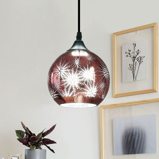 Globe Hanging Ceiling Light Modernist Firework Glass Bronze Suspension Lighting for Corridor Clearhalo 'Ceiling Lights' 'Chandeliers' 'Glass shade' 'Glass' 'Modern Pendants' 'Modern' 'Pendant Lights' 'Pendants' Lighting' 2025793