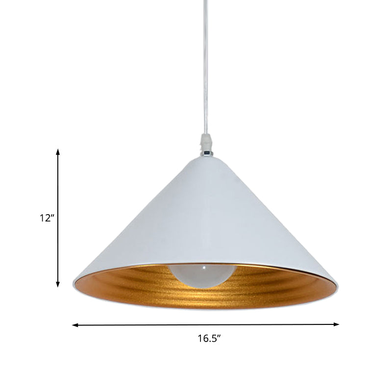 12.5"/16.5" Wide Contemporary Metal Ceiling Lamp Cone Shade with Gold Ripple Inside Black/White Dining Room Hanging Pendant Light Clearhalo 'Ceiling Lights' 'Modern Pendants' 'Modern' 'Pendant Lights' 'Pendants' Lighting' 202587