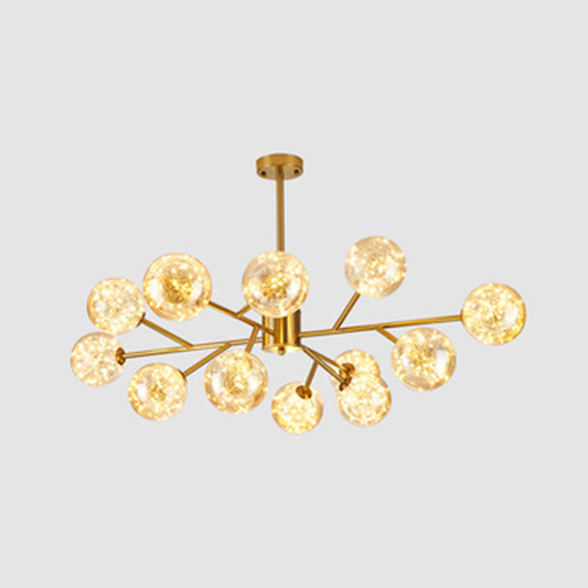 Minimalist Ball Chandelier Lighting Cognac Glass Starry LED Bedroom Hanging Pendant Light Clearhalo 'Ceiling Lights' 'Chandeliers' 'Modern Chandeliers' 'Modern' Lighting' 2025898