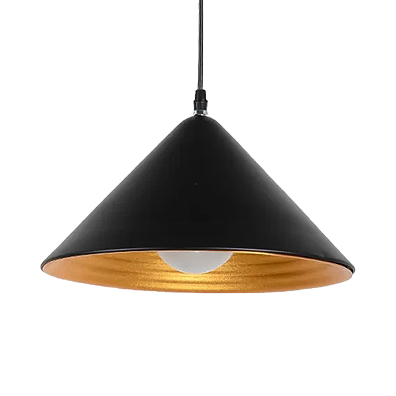 12.5"/16.5" Wide Contemporary Metal Ceiling Lamp Cone Shade with Gold Ripple Inside Black/White Dining Room Hanging Pendant Light Clearhalo 'Ceiling Lights' 'Modern Pendants' 'Modern' 'Pendant Lights' 'Pendants' Lighting' 202590