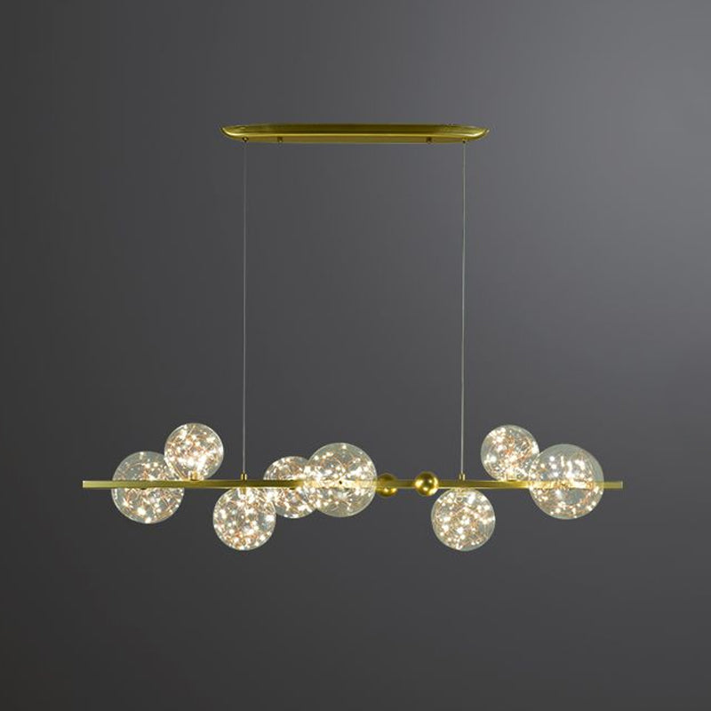 Ring Metal Chandelier Simple LED Starry Pendant Lamp with Globe Clear Glass Shade 8 Gold Clearhalo 'Ceiling Lights' 'Chandeliers' 'Glass shade' 'Glass' 'Modern Chandeliers' 'Modern' Lighting' 2025936
