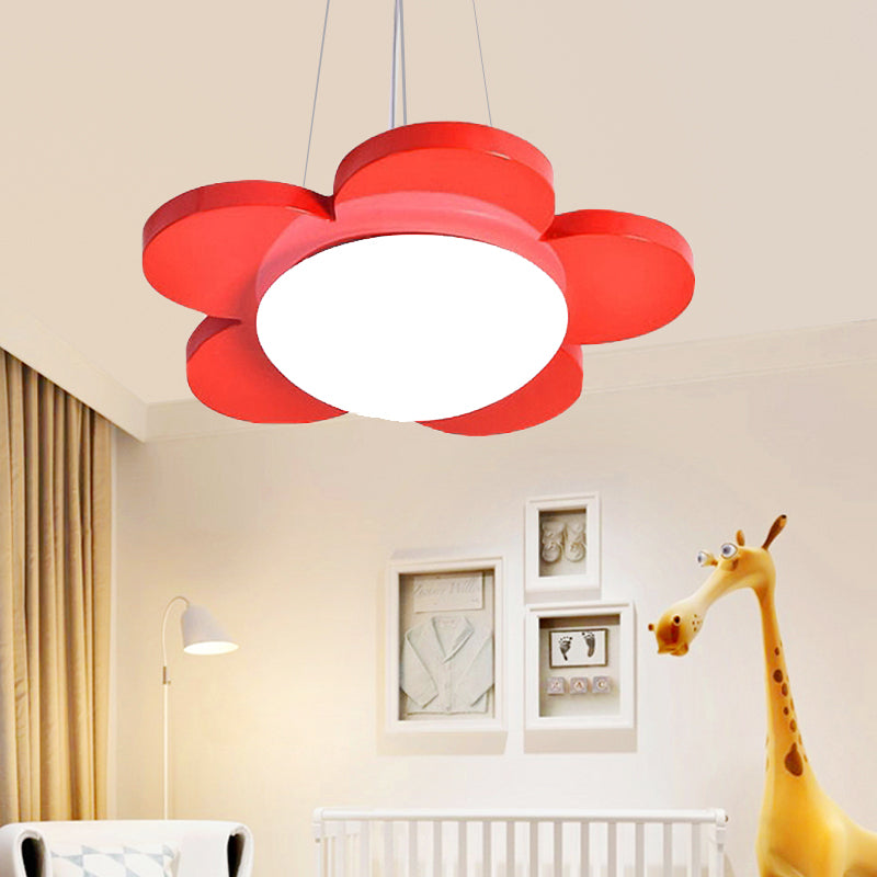 15"/23" Dia Flower Shaped Suspension Light Kids Acrylic LED Ceiling Chandelier in Red/Yellow/Blue/Green for Children Room Clearhalo 'Ceiling Lights' 'Pendant Lights' 'Pendants' Lighting' 202596