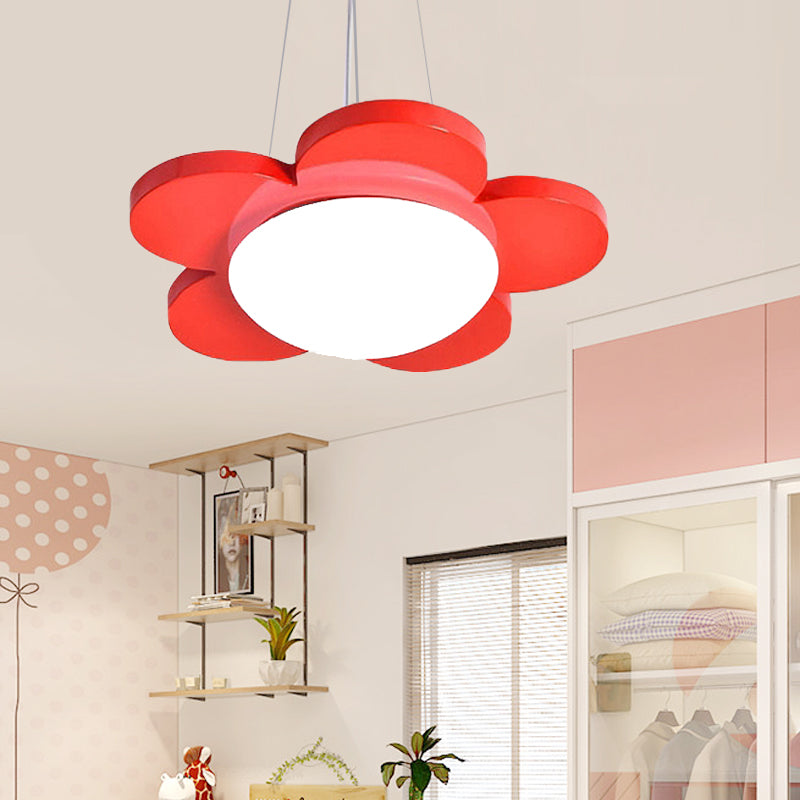 15"/23" Dia Flower Shaped Suspension Light Kids Acrylic LED Ceiling Chandelier in Red/Yellow/Blue/Green for Children Room Clearhalo 'Ceiling Lights' 'Pendant Lights' 'Pendants' Lighting' 202597