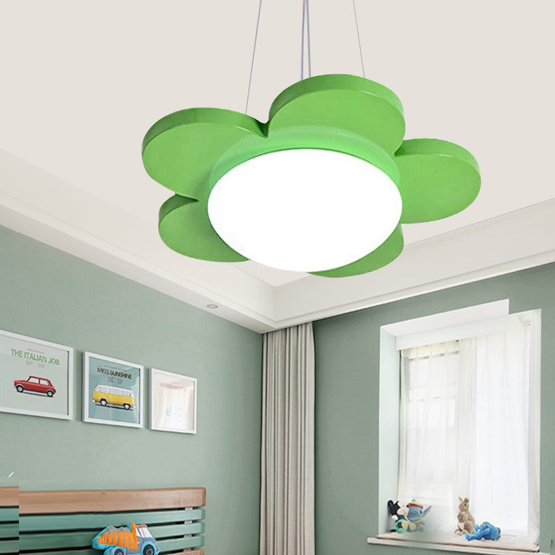 15"/23" Dia Flower Shaped Suspension Light Kids Acrylic LED Ceiling Chandelier in Red/Yellow/Blue/Green for Children Room Clearhalo 'Ceiling Lights' 'Pendant Lights' 'Pendants' Lighting' 202603