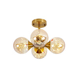 Spherical LED Semi Flush Light Modern Glass 4-Light Bedroom Ceiling Flush Mount Clearhalo 'Ceiling Lights' 'Close To Ceiling Lights' 'Close to ceiling' 'Semi-flushmount' Lighting' 2026053