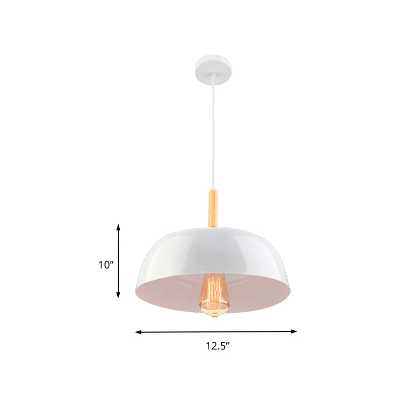 Bowl Ceiling Lamp Metal Simple Style 1 Light Black/White Hanging Pendant Light for Dining Room, 12.5"/19" Wide Clearhalo 'Ceiling Lights' 'Modern Pendants' 'Modern' 'Pendant Lights' 'Pendants' Lighting' 202608