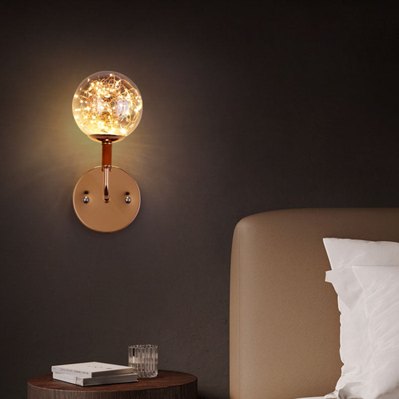 Spherical Bedroom Starry all Lighting Ideas Glass LED Contemporary Wall Mount Light Fixture Clearhalo 'Cast Iron' 'Glass' 'Industrial' 'Modern wall lights' 'Modern' 'Tiffany' 'Traditional wall lights' 'Wall Lamps & Sconces' 'Wall Lights' Lighting' 2026103