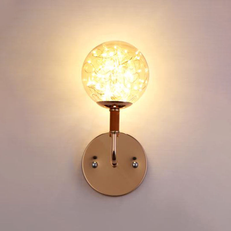 Spherical Bedroom Starry all Lighting Ideas Glass LED Contemporary Wall Mount Light Fixture Gold Amber Clearhalo 'Cast Iron' 'Glass' 'Industrial' 'Modern wall lights' 'Modern' 'Tiffany' 'Traditional wall lights' 'Wall Lamps & Sconces' 'Wall Lights' Lighting' 2026106