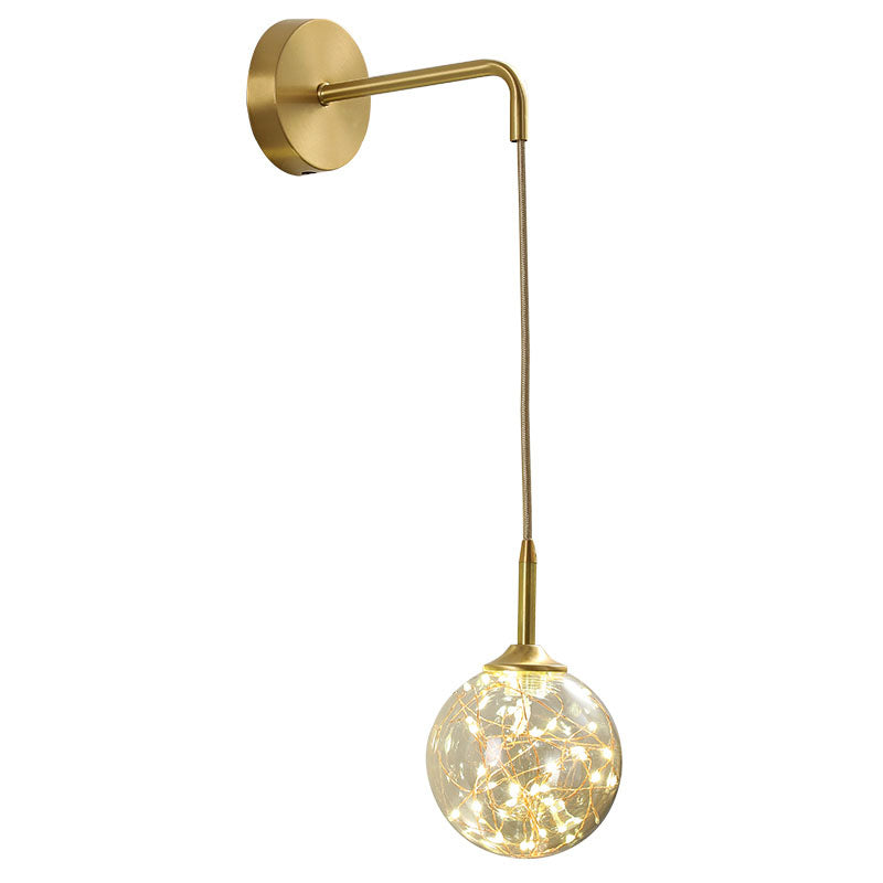 LED Bedroom Wall Light Fixture Minimalist Gold Wall Lamp Sconce with Geometrical Glass Shade Clearhalo 'Cast Iron' 'Glass' 'Industrial' 'Modern wall lights' 'Modern' 'Tiffany' 'Traditional wall lights' 'Wall Lamps & Sconces' 'Wall Lights' Lighting' 2026112