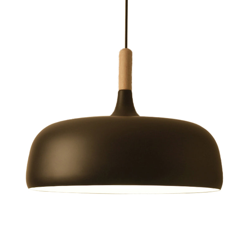 Bowl Ceiling Lamp Metal Simple Style 1 Light Black/White Hanging Pendant Light for Dining Room, 12.5"/19" Wide Clearhalo 'Ceiling Lights' 'Modern Pendants' 'Modern' 'Pendant Lights' 'Pendants' Lighting' 202612