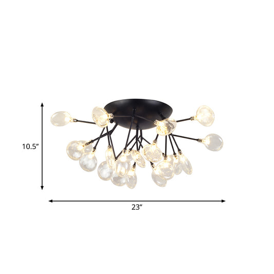 Leaves Clear Glass Flush Mount Lamp Modernist LED Black Ceiling Flush for Living Room Clearhalo 'Ceiling Lights' 'Close To Ceiling Lights' 'Close to ceiling' 'Flush mount' Lighting' 2026163